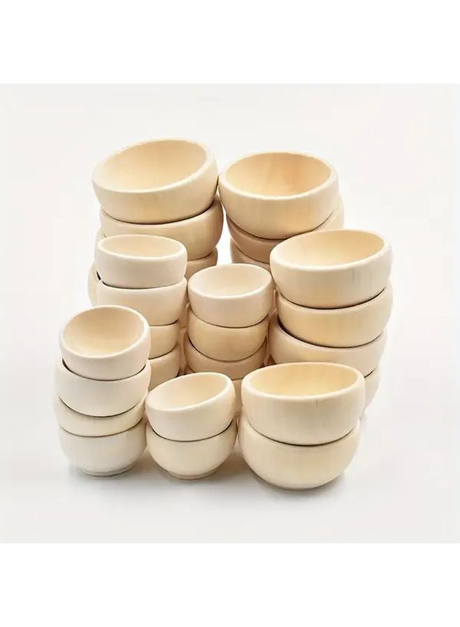 8pcs 40x24mm Unfinished Wooden Bowls Mini Round Craft Bowls For Home Decoration - Image 1